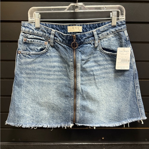 Free People Blue zip it up Mini Skirt - Picture 1 of 4